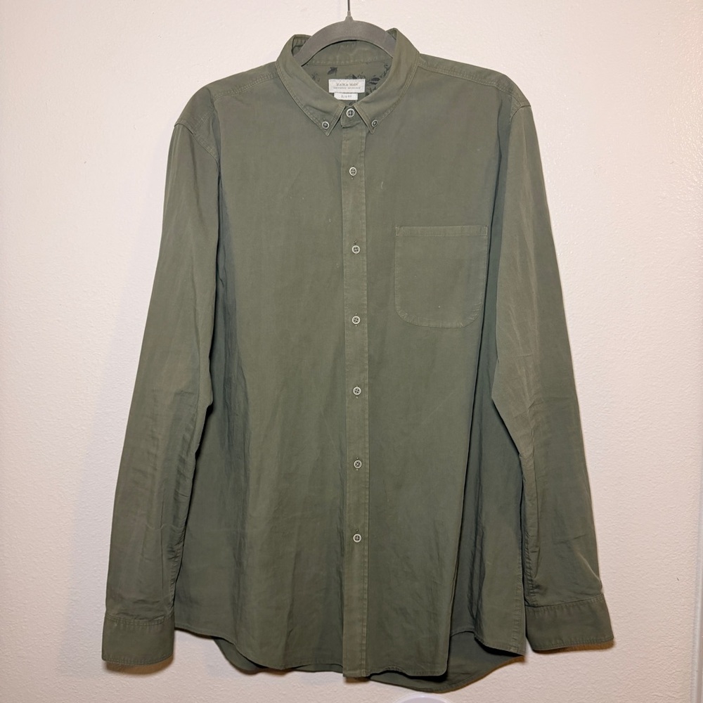 Zara Men's Casual Olive Shirt